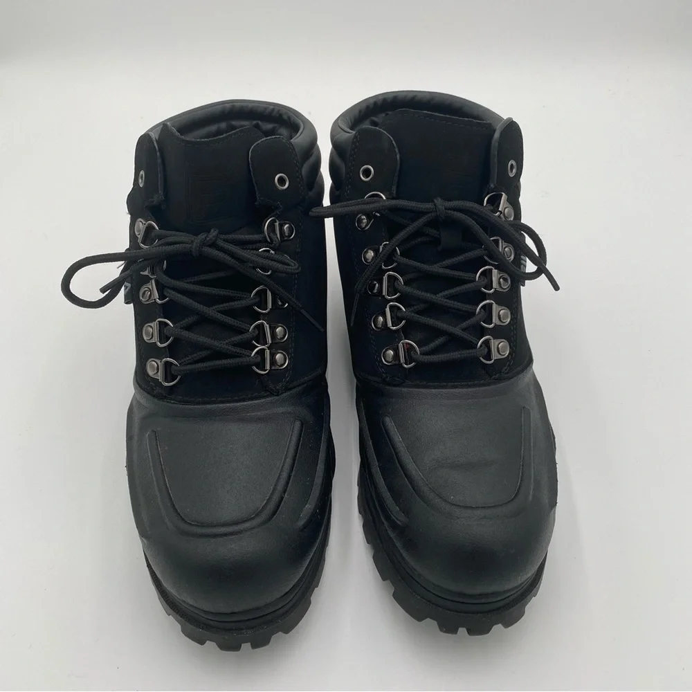Fila Men's Weathertec Chunky Full Lace Up Hiking Ankle Boots Shoes Black Size 11